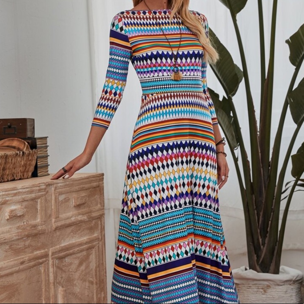 Striped Argyle A Lined Dress